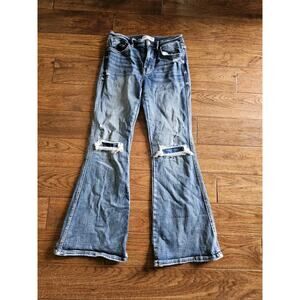 Flying Monkey Distressed Midrise Flare Jeans Women's Size 28 Stretch